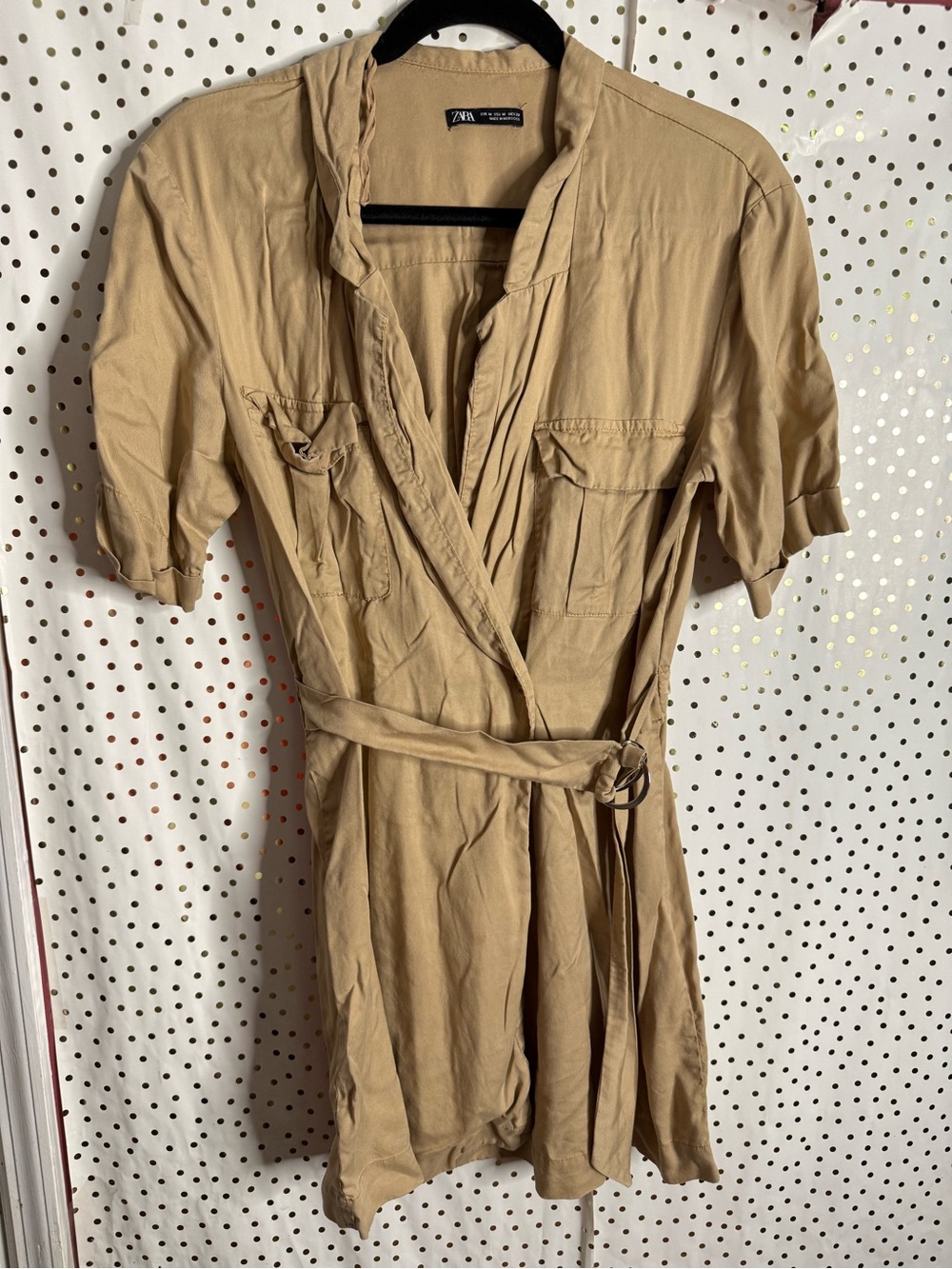 Zara Tan Utility Belted Dress